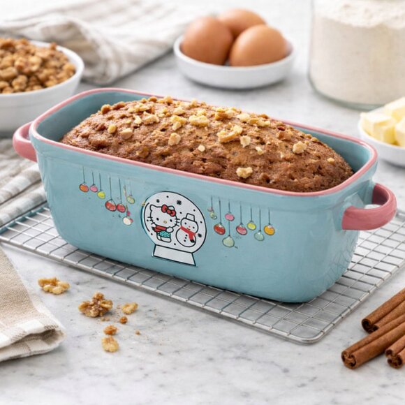 Hello Kitty Snow Globe Christmas Ceramic Loaf Pan - Sanrio NWOT 🎄 - Picture 3 of 6